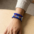 Bracelet manchette perlé (bleu)
