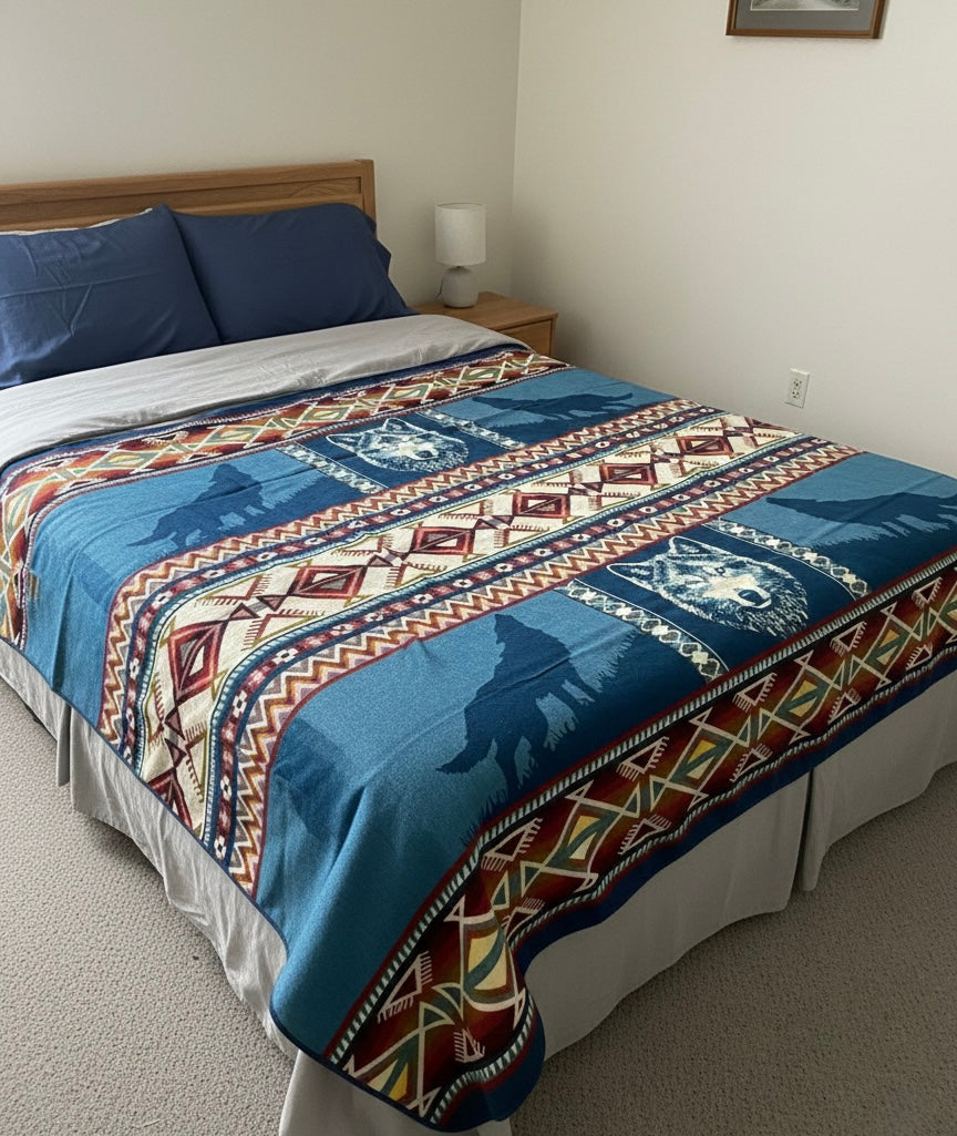Couverture en Alpaga Loup des Plaines BLEUES OLDTRIBES™