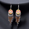 Boucles d'oreilles pendantes rondes de style sud-ouest, rouges et oranges