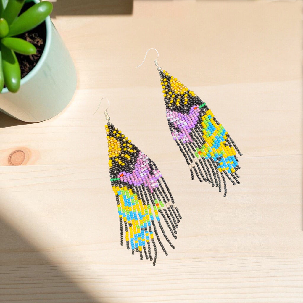 Boucles d'oreilles brodées « Danseuse Ciel noir »