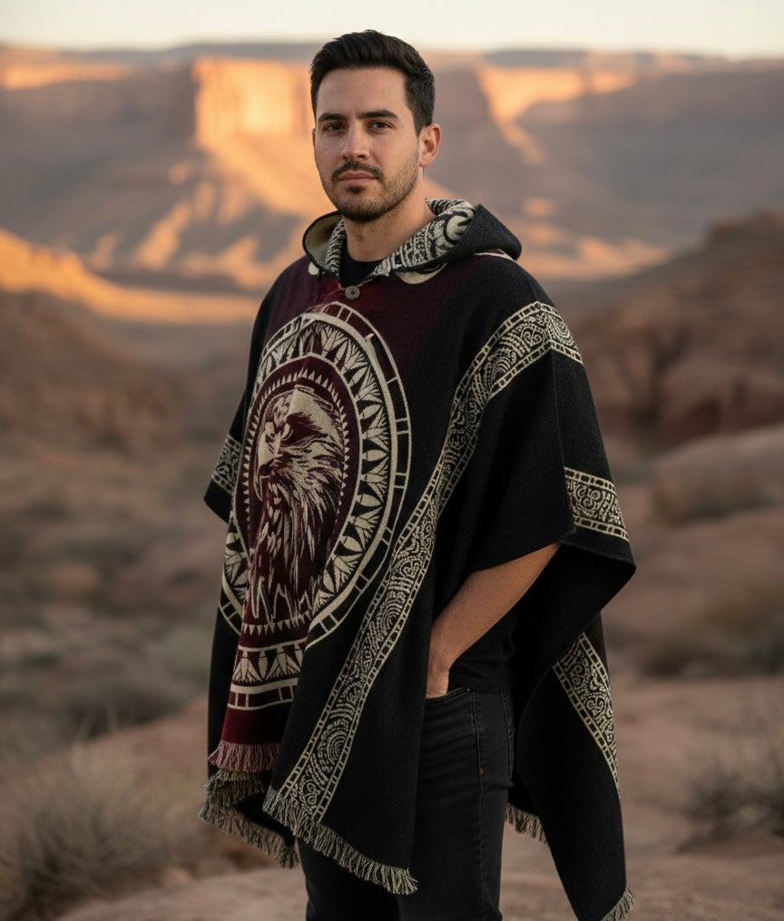 Poncho en Laine Fait Main Aigle