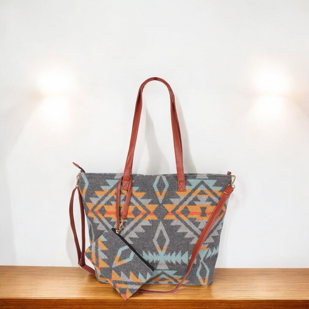 Sac fourre-tout gris et orange