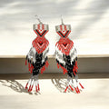 Boucles d'oreilles perlées Chemin Coucher de soleil argent et rouge