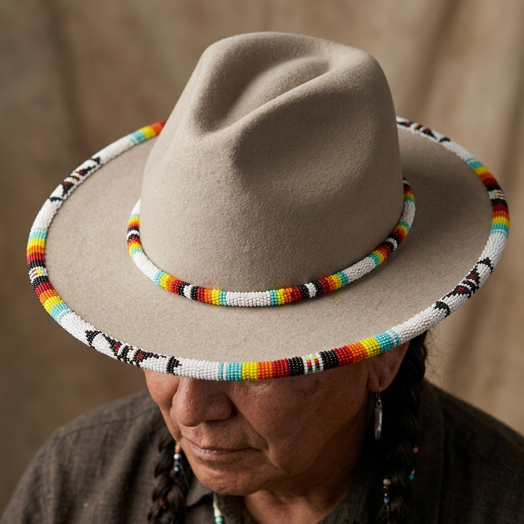 Chapeau perlé fait main, taille 59