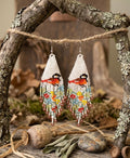 Boucles d'oreilles frangées oiseau (blanc)