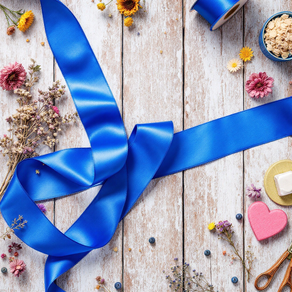 Satin Ribbon Double Face-Blue #329- 3.8 cm Wide