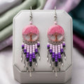 Boucles d'oreilles roses en pierre concassée L'arbre de vie OLD TRIBES™