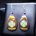 Boucles d'oreilles rondes peintes en jaune et violet OLDTRIBES™ en bois