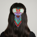 Barrettes papillons perlées avec franges Blanc et violet