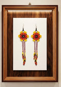 Boucles d'oreilles perlées Sun Feather Bloom - jaune/orange