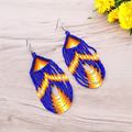 Boucles d'oreilles pendantes perlées bleues