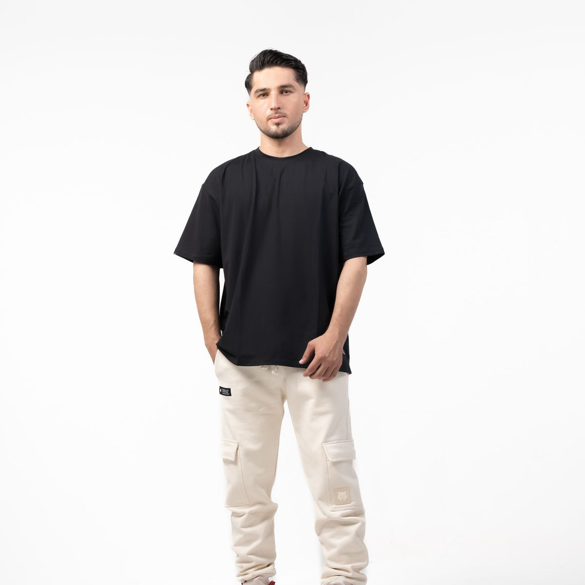 T-SHIRT OVERSIZE WOLFMODE_77 — NOIR DE GUERRE