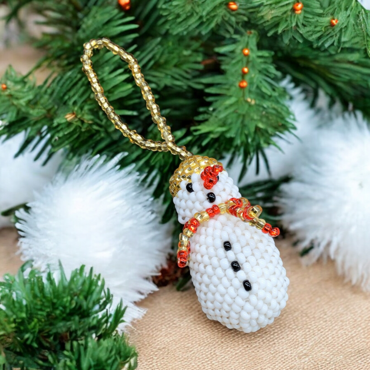 Décoration de Noël bonhomme de neige en perles