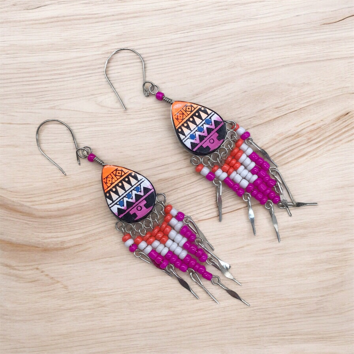 Boucles d'oreilles en forme de goutte, petites, roses et jaunes, de style sud-ouest, OldTribes™