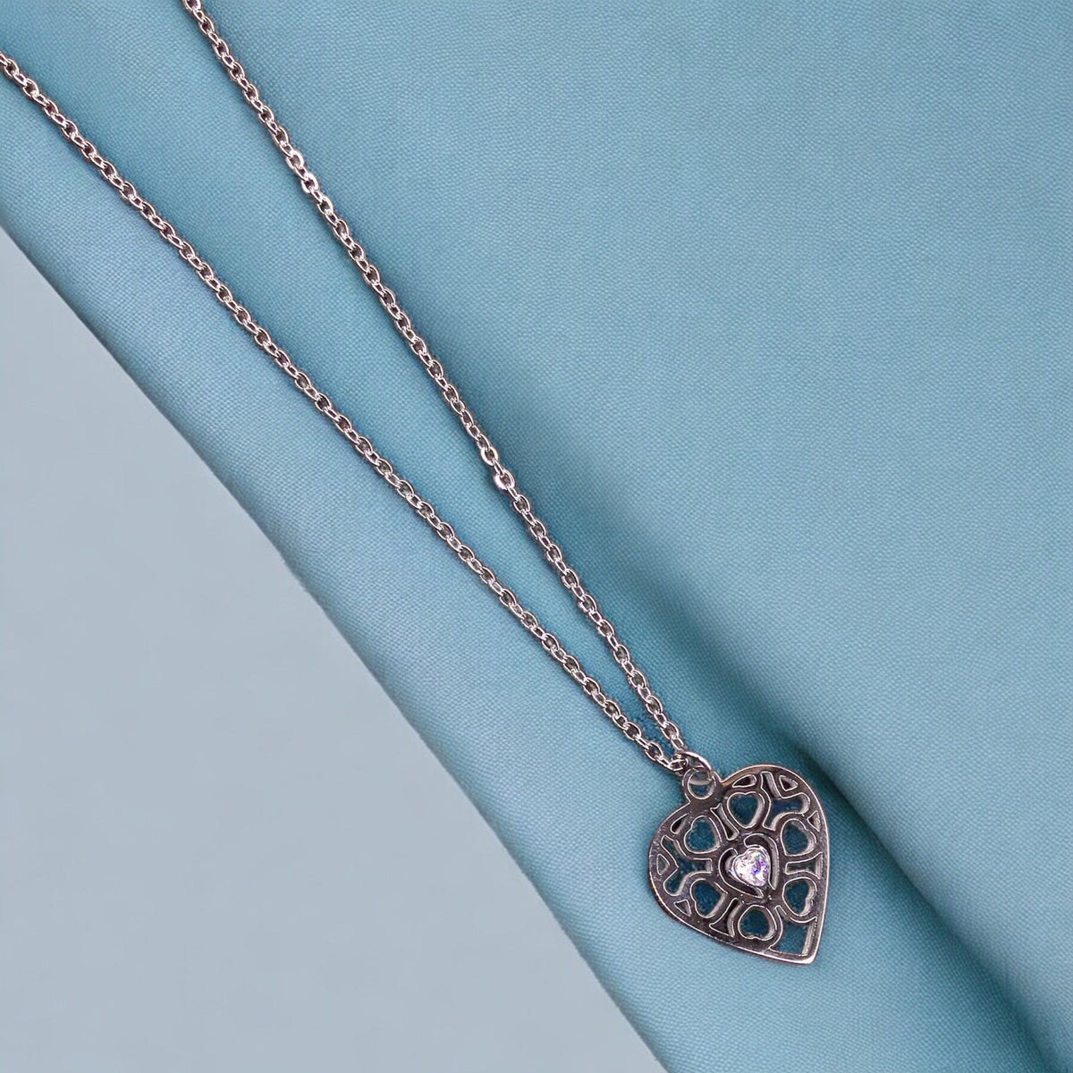 Pendentifs Cœur en Acier Inoxydable avec Chaîne Longue