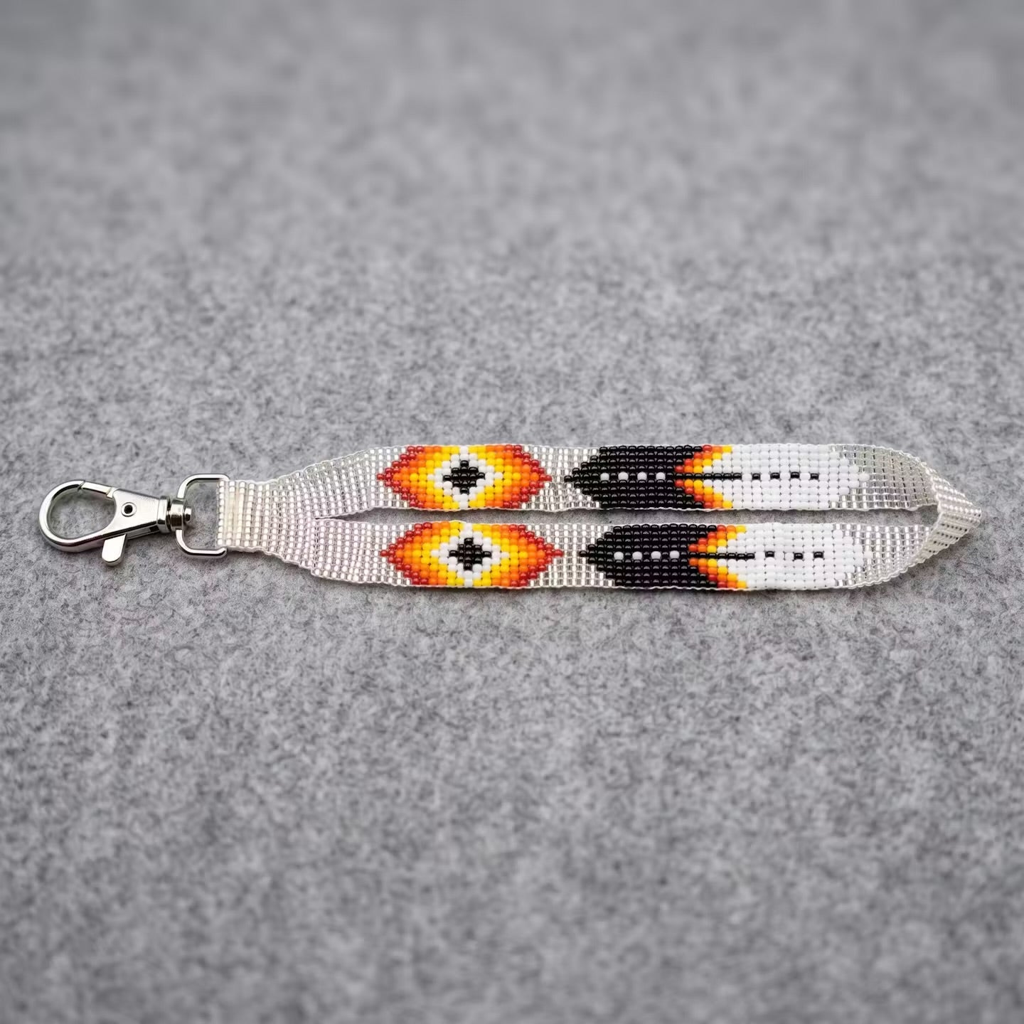 White Native American Style Wrist Lanyard