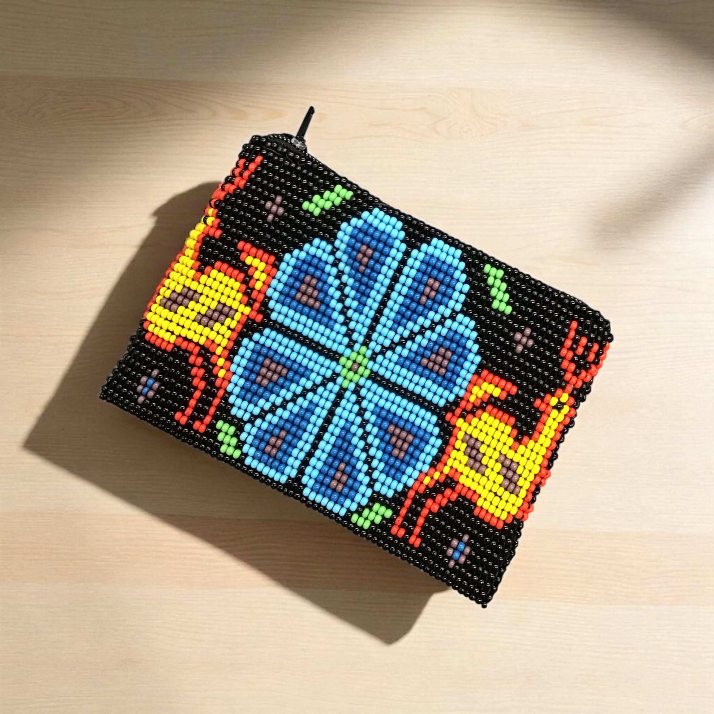 OLDTRIBES™ Flower and Moose Beaded coin purse