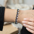 Bracelet floral artisanal bleu