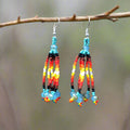 Boucles d'oreilles pendantes à six rangs de perles turquoise