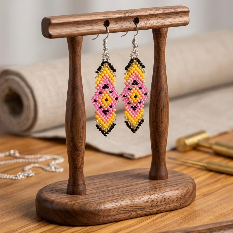 Boucles d'oreilles plume d'âme rose