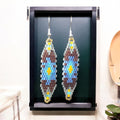Boucles d'oreilles Miyuki en perles de verre marron et bleu