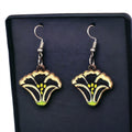 Boucles d'oreilles en bois OLD TRIBES™ fleur peinte noire