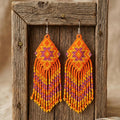 Fringe Bead Drop Earrings (Orange)