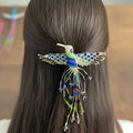 Barrette colibri blanc avec franges