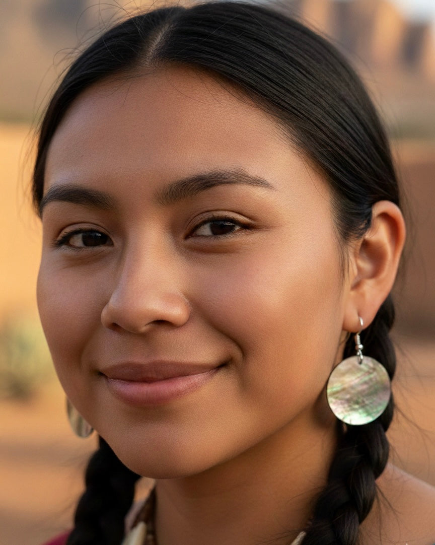 Boucles d'oreilles pendantes en ormeau