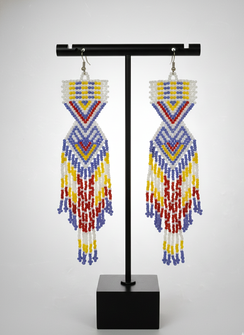 Boucles d'oreilles perlées «Chemin au coucher du soleil violet clair»