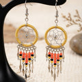 Boucles d'oreilles Attrape-rêves perlées or clair
