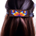 Barrette rectangulaire perlée - Marron