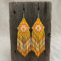 Boucles d'oreilles pendantes à franges perlées (jaunes)