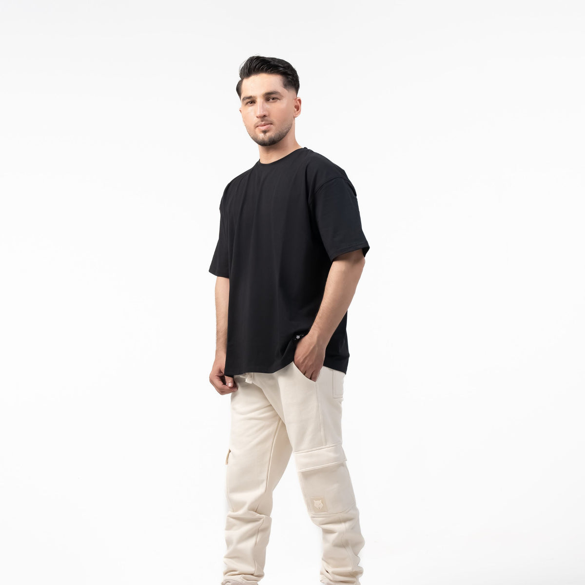 T-SHIRT OVERSIZE WOLFMODE_77 — NOIR DE GUERRE