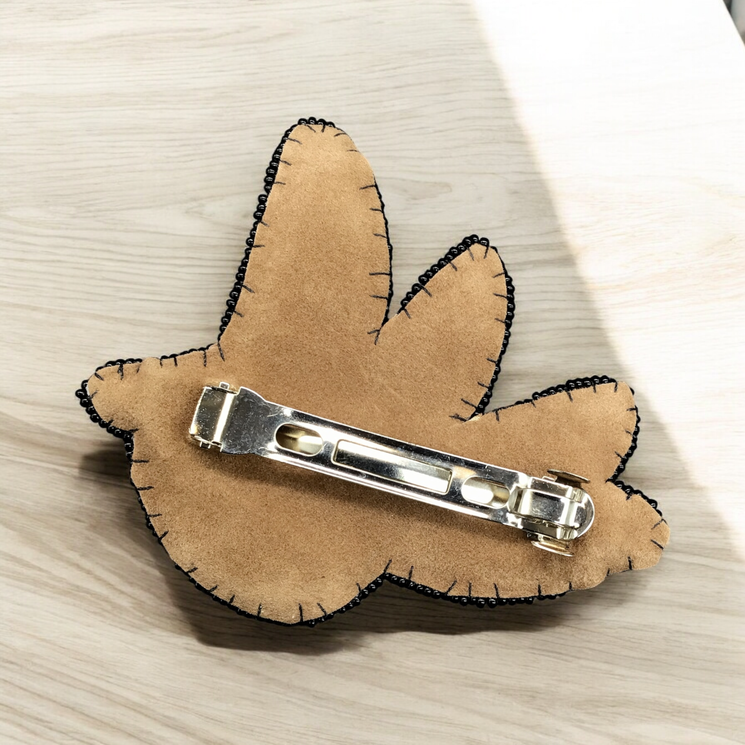 Brown and Yellow Beaded Hummingbird Barrette