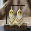 Boucles d'oreilles pendantes à franges perlées (blanc)