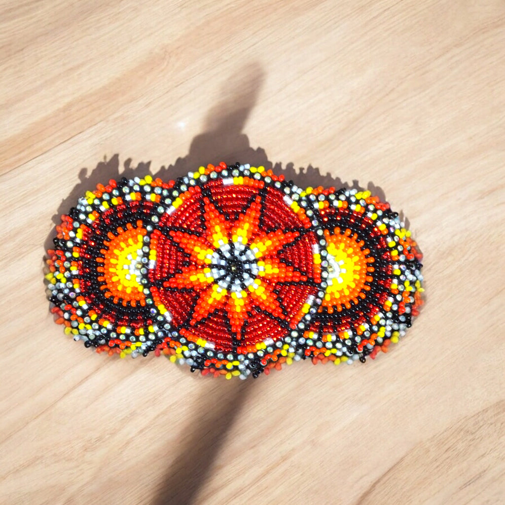 Barrettes perlées rouges amérindiennes