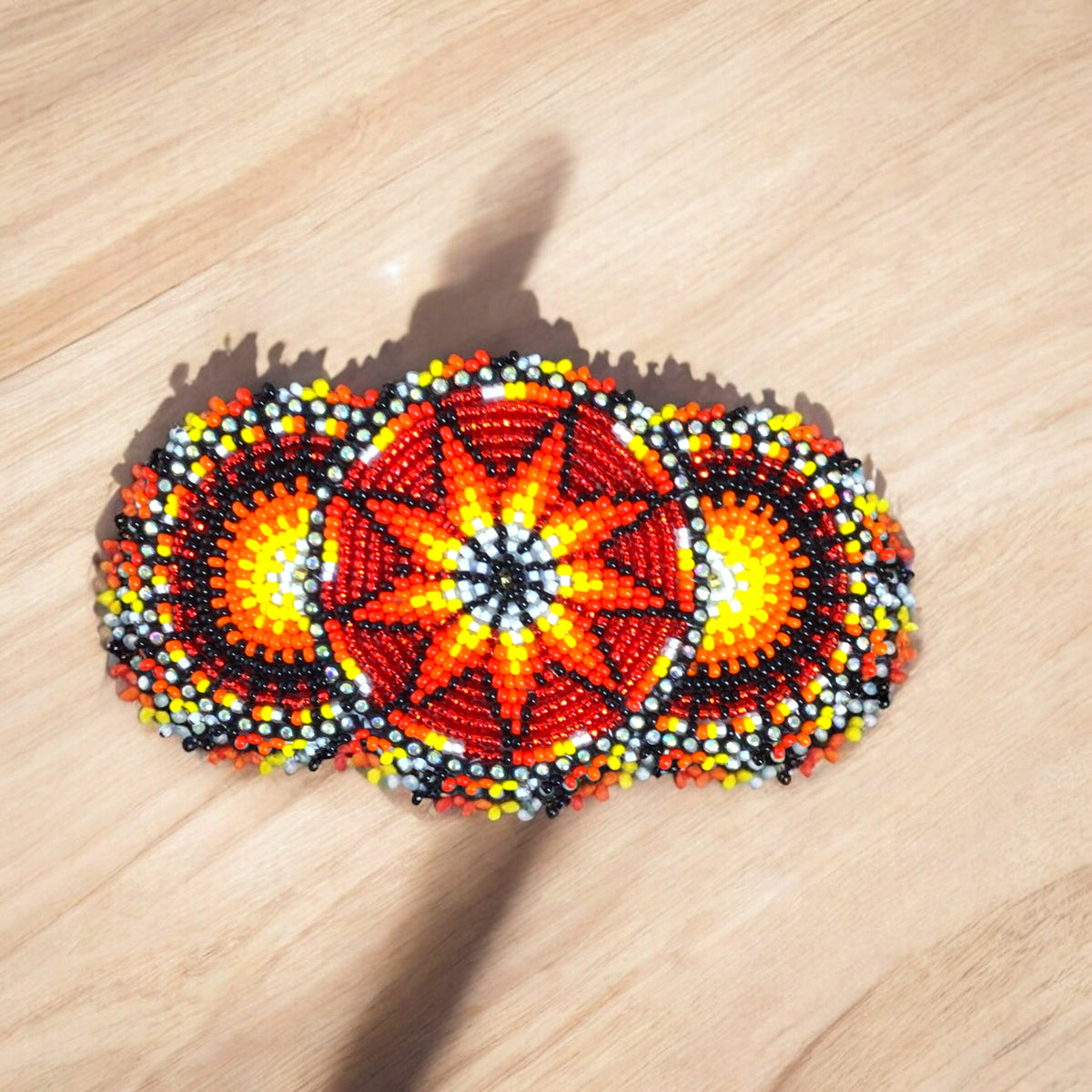 Barrettes perlées rouges amérindiennes