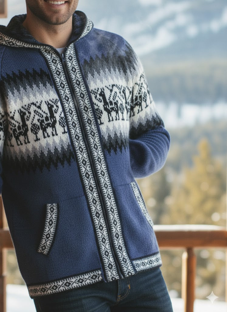 Pull unisexe en alpaga bleu
