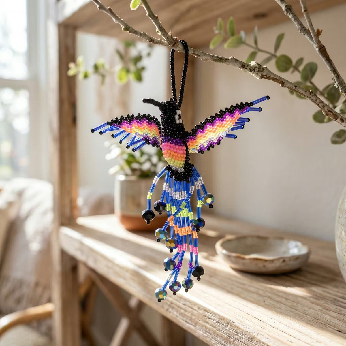 Colibri Perlé Noir et Bleu