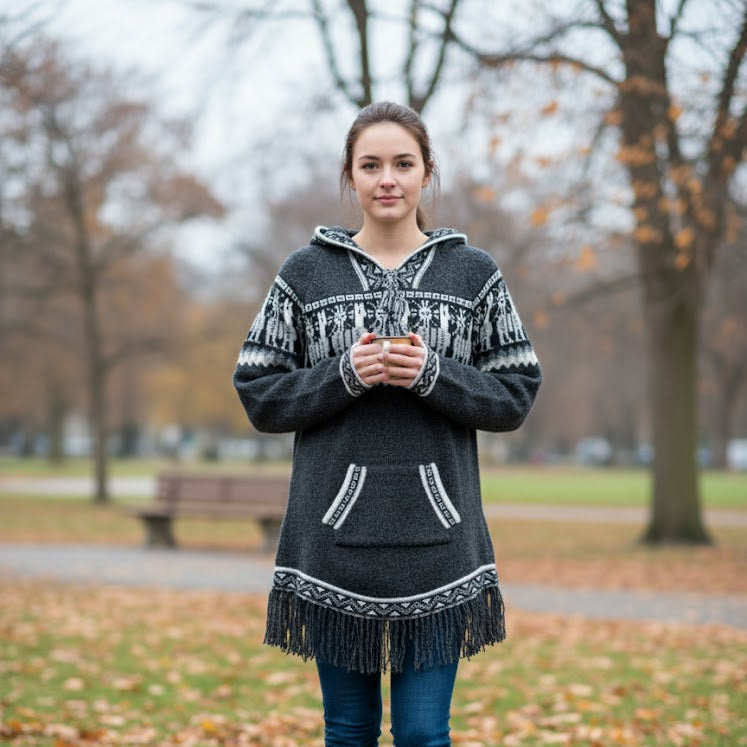 Gilet en alpaga noir pour femme OLDTRIBES™