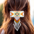Barrette rectangulaire frangée – Dorée