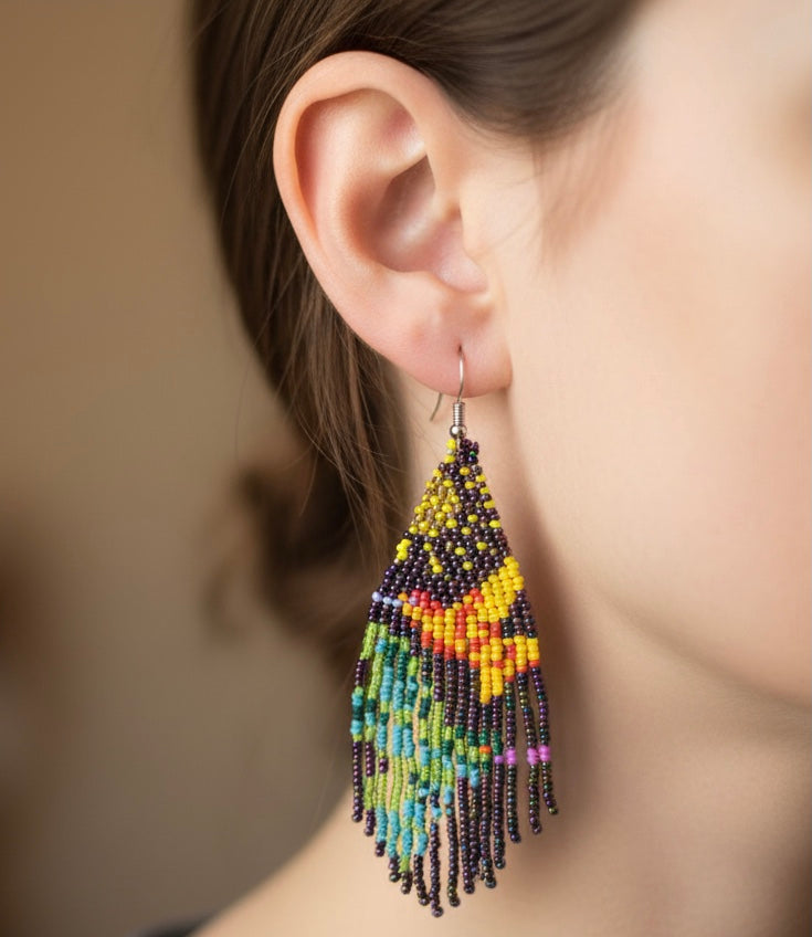 Boucles d'oreilles perlées « Danseuse Ciel Violet »