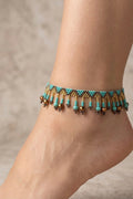 Chevilletière en perles marron et turquoise