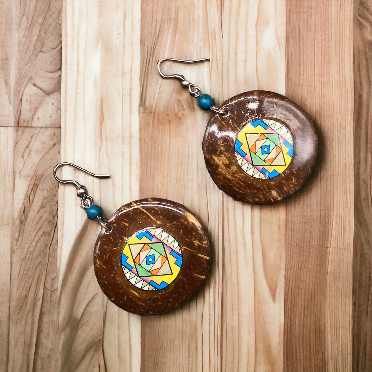 Boucles d'oreilles rondes en bois peint violet OLDTRIBES™