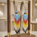Boucles d'oreilles perlées Esprit Oiseau de feu bleu ciel