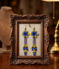 Boucles d'oreilles perlées Sun Feather Bloom - Lavande/Jaune