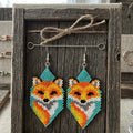 Boucles d'oreilles renard perlées (turquoise)