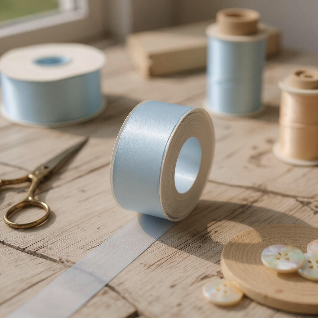 Satin Ribbon Double Face-Light Blue  #305-3.8 cm Wide