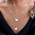 Pendentifs papillons en acier inoxydable avec longue chaîne